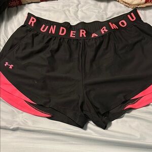 Under Armour Women's Black and Pink Shorts